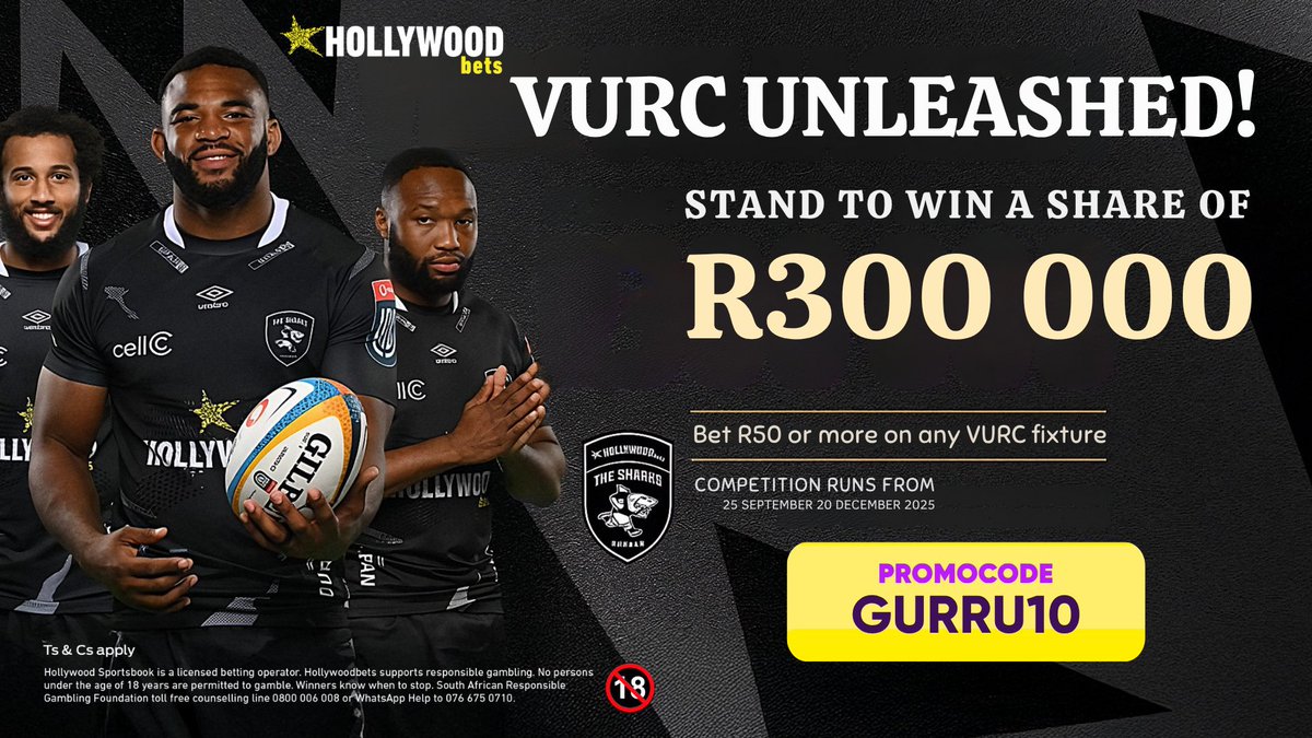 Let's unleash and tap into that mode and stand a chance to win a share of R300 000🔥🔥🤑💵bet now with R50 or more on the available fixtures
Hollywoodbets 
#SignUpOnHollywoodbets
