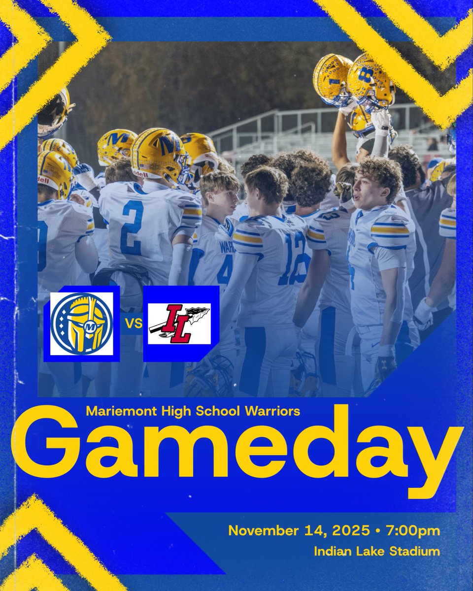 🚨Week 13🚨

🆚 Indian Lake Lakers

⏰ 7:00pm

📍Indian Lake Stadium

🗓️ Round 3 of the <a href="/OHSAASports/">OHSAA Sports</a> playoffs

#GoWarriors
#faMily
