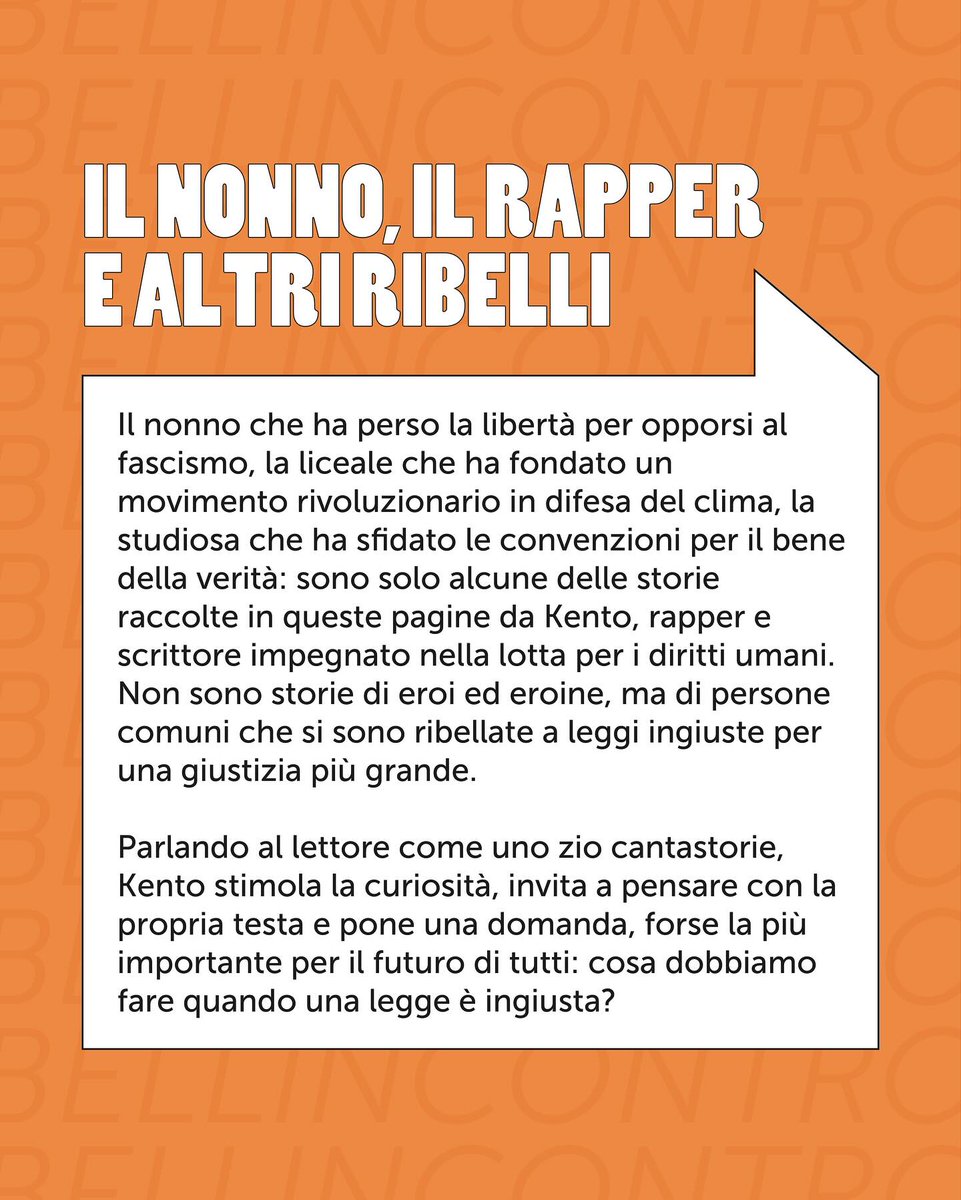DOMANI 15/11 ad Artena porto storie di chi non si è piegato a leggi sbagliate: un nonno contro il fascismo, una liceale per il clima, una studiosa in difesa della verità. Ne parliamo alla Libreria Bellomondo. Cosa facciamo quando una legge è ingiusta? Ci vediamo alle 18.