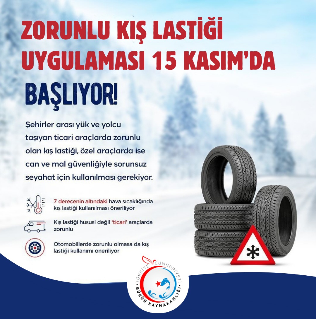 Zorunlu kış lastiği uygulaması 15 Kasım'da başlıyor.