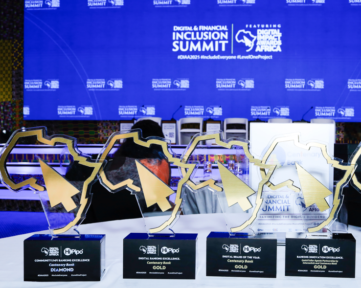 CentenaryBank's tweet photo. We are honoured to receive 4 prestigious awards at the 2025 Digital Impact Awards Africa:
Digital Banking Excellence - Gold
Community/MFI Banking Excellence - Diamond
Banking Innovation Excellence (in partnership with @Interswitchug) - Gold
Digital Brand of the Year - Gold https://t.co/xVzmrLYnUi