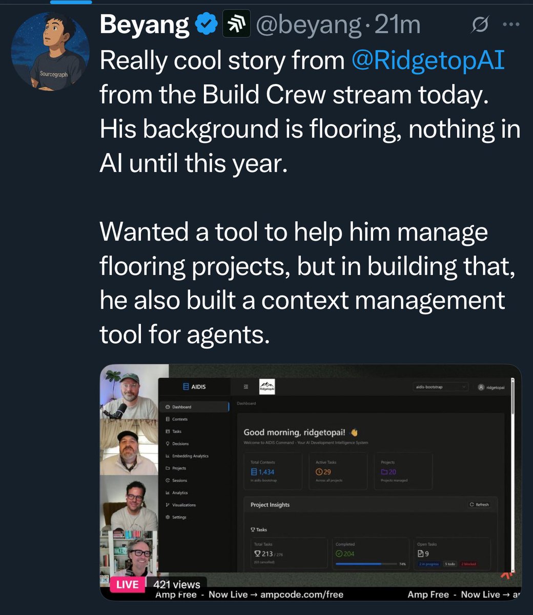 RidgetopAI's tweet image. Need 50 people to test! 

New Devs, can’t remember what happened 3 days ago on your build? 

I built #Mandrel a local first PostgreSQL vector #Memory and project manager. Designed from ground up to build with AI. 

- Saves context across builds. 
- Tracks work by session. 
-…