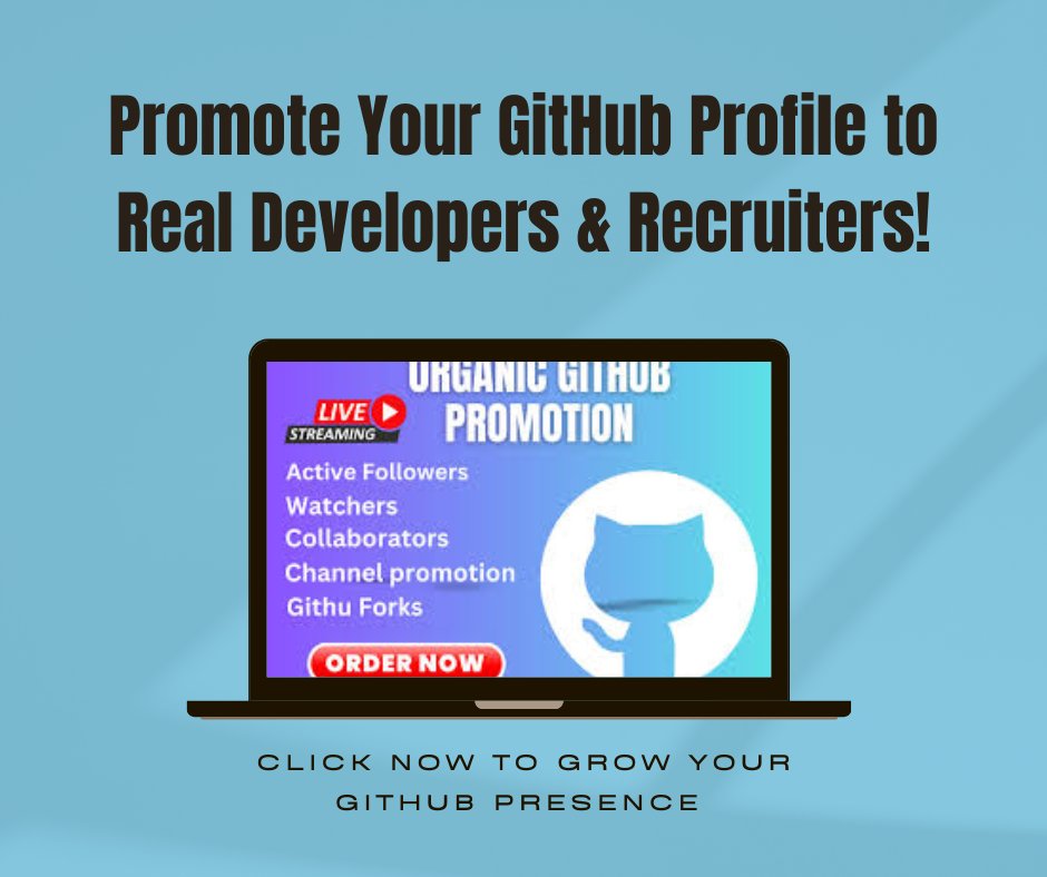 FaruqOduoy52270's tweet image. Boost your GitHub project with real engagement, stars, and traffic.
Order here 👉 fiverr.com/s/ljKw5r7
#GitHubPromotion #Developers
