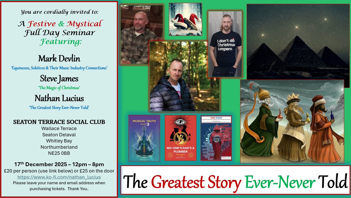 djmarkdevlin2's tweet image. Just announced - a new all-day event just north of Newcastle on Wednesday 17th December.

I’ll be speaking alongside Nathan Lucius and Steve James, who will both be homing in on the Pagan origins of Christmas.

Tickets here:

ko-fi.com/nathan_lucius