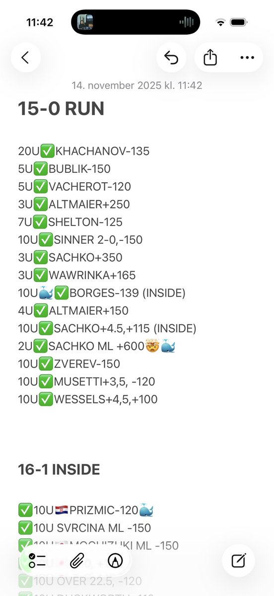 INSIDE WINNER YET AGAIN🤯✅✅

🇩🇪WESSELS+4.5,+100✅10U

16-1 ON INSIDE PLAYS🙏

15-0 RUN 🧹🧹🧹🧹

INSANE WHAT WE DO.

#tennis 
#GamblingTwitter