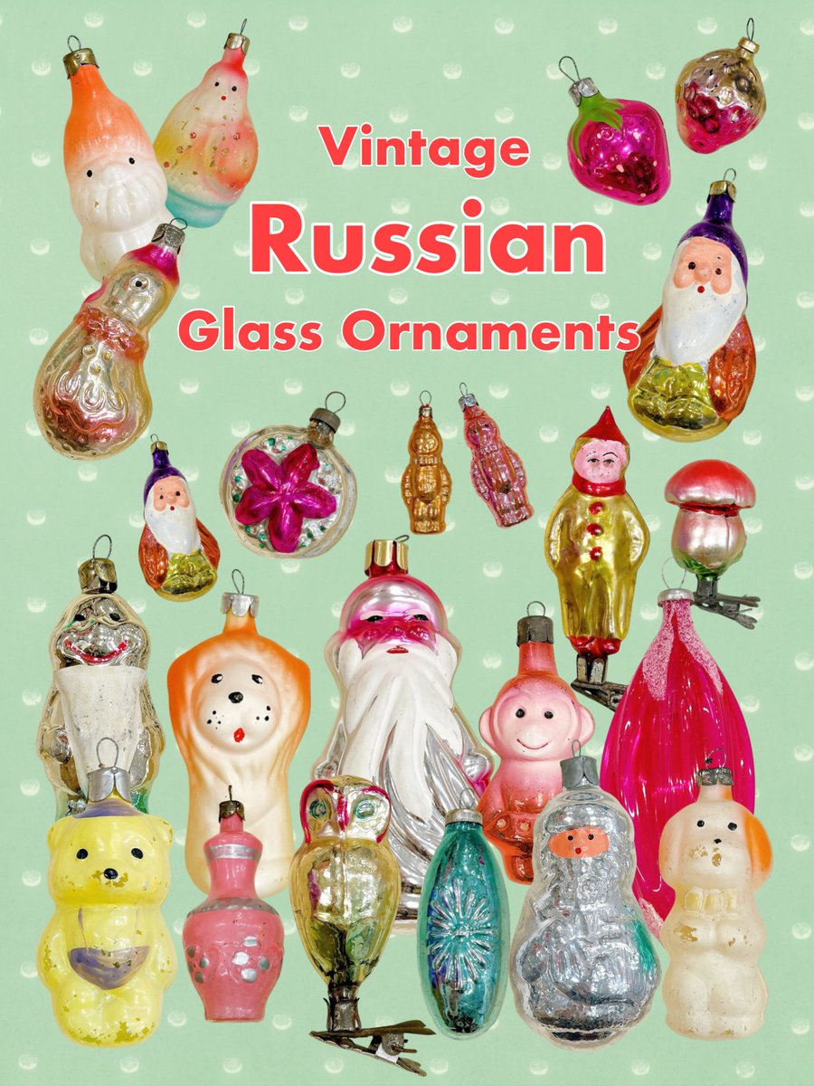 ヴィンテージガラスクリスマスオーナメント5個セット - レトロソビエト