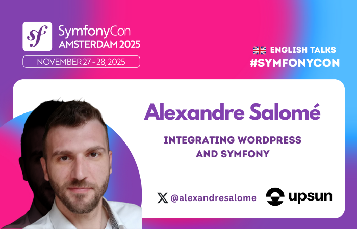symfonycon's tweet image. New speaker!🔗 WordPress + Symfony = better together?
@alexandresalome shows practical ways to integrate the two platforms in his talk: “Integrating WordPress and Symfony” ⚡
🔎 live.symfony.com/2025-amsterdam…
🎟️ live.symfony.com/2025-amsterdam…
#SymfonyCon #Symfony #PHP #WordPress