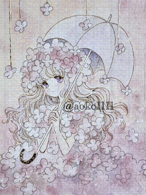 題名は「お花見」です。サイズ94cm×83cm、額は付いています こちらの花笑み展2に参加させていただきます。（ハガキサイズ額装2点