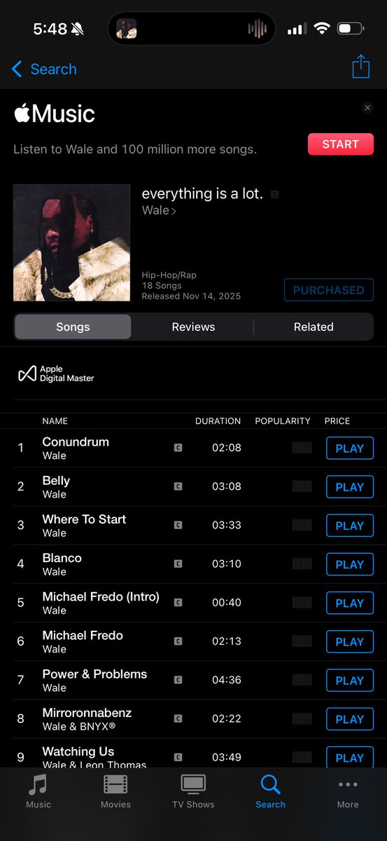 I honestly cannot remember the last time I actually purchased an album. Salute 🫡 <a href="/Wale/">Wale</a>