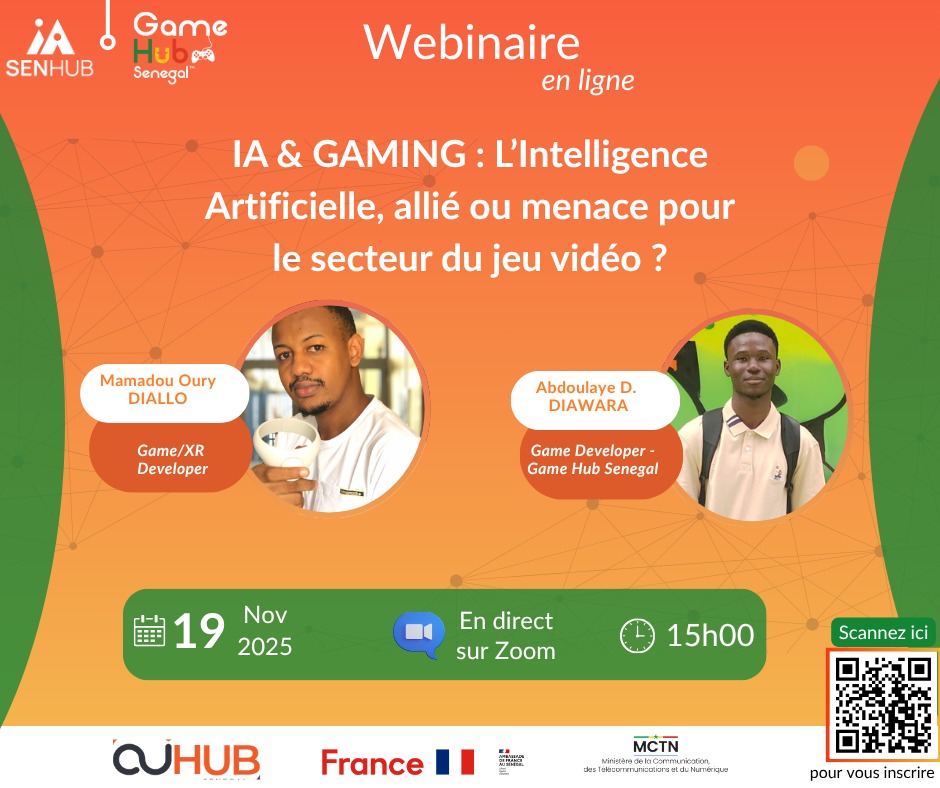 🎮 IA &amp; Gaming : alliée des créateurs ou menace pour l’industrie ?

L’IA transforme le jeu vidéo : PNJ réalistes, expériences immersives, création automatisée… mais aussi de vraies questions éthiques.

📅 19 Nov á 15h
💻 Webinaire gratuit : lnkd.in/eJiCwD5T