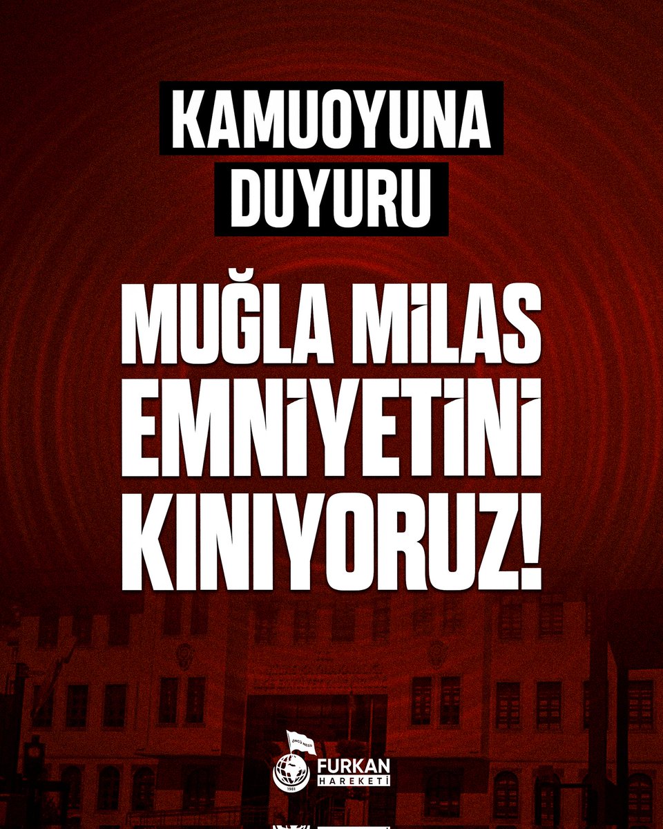 📢 Kamuoyuna Duyuru!

Muğla Milas Emniyetini Şiddetle Kınıyoruz! 

Furkan Hareketi Kadın Kolları olarak, 15 Kasım Cumartesi günü Muğla Milas’ta bir kafede düzenlenecek olan ve Semra Kuytul Hocahanım'ın konuşmacı olduğu “Kelime-i Tevhidi Anlamak” konulu konferansımıza yapılan