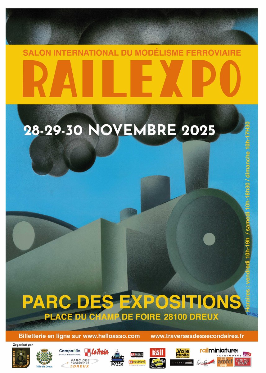 [#événement 🚂] L'édition 2025 du salon de modélisme ferroviaire "Rail Expo" se tiendra les 28, 29 et 30 novembre à Dreux ! L'occasion pour les modélistes et ferroviphiles de partager leur passion des chemins de fer 🚃
⬇️ Plus d'informations ci-dessous :
traversesdessecondaires.fr/railexpo-2025/