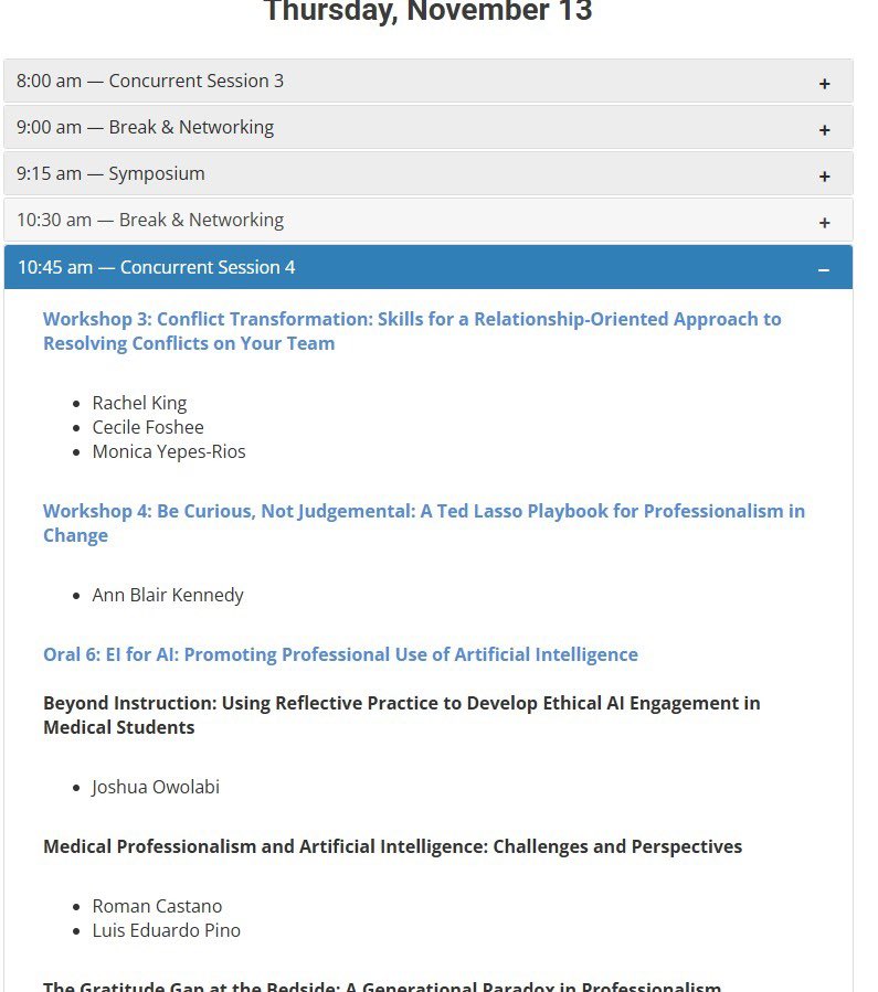 Ayer tuve el gusto de presentar junto al profesor <a href="/RamonAbelC/">Ramon Abel Castaño</a> nuestras ideas sobre la transformación del concepto de profesionalismo médico en la era de la IA. Esto en el marco del congreso de APHC la asociación para el profesionalismo médico en salud. Generamos controversia