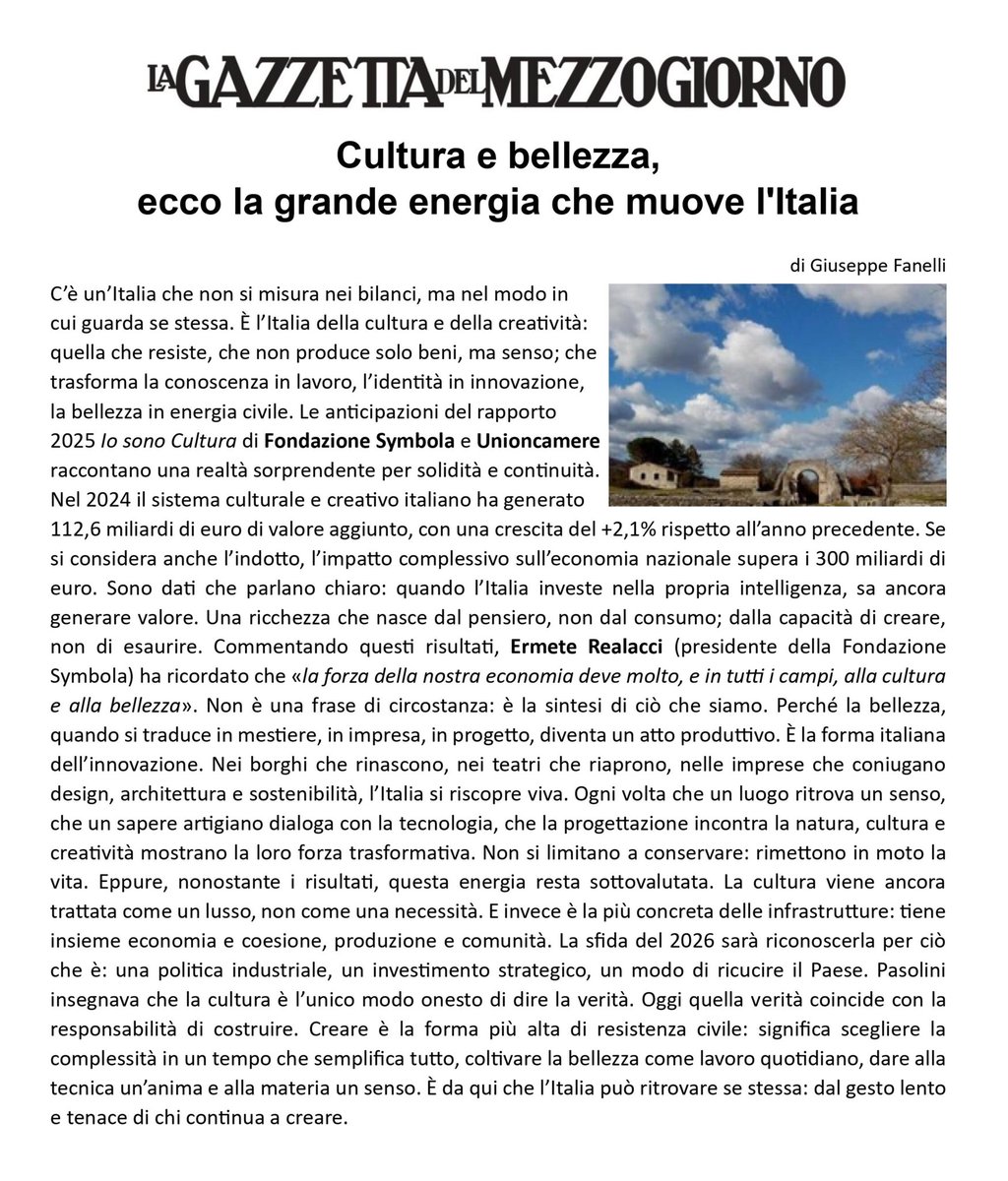 #cultura e #bellezza, ecco la grande energia che muove l'Italia #iosonocultura 

<a href="/LaGazzettaWeb/">La Gazzetta del Mezzogiorno</a>