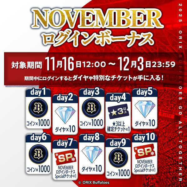 ログインボーナス開催中✨ ＼ 期間中に10日ログインするとコイン