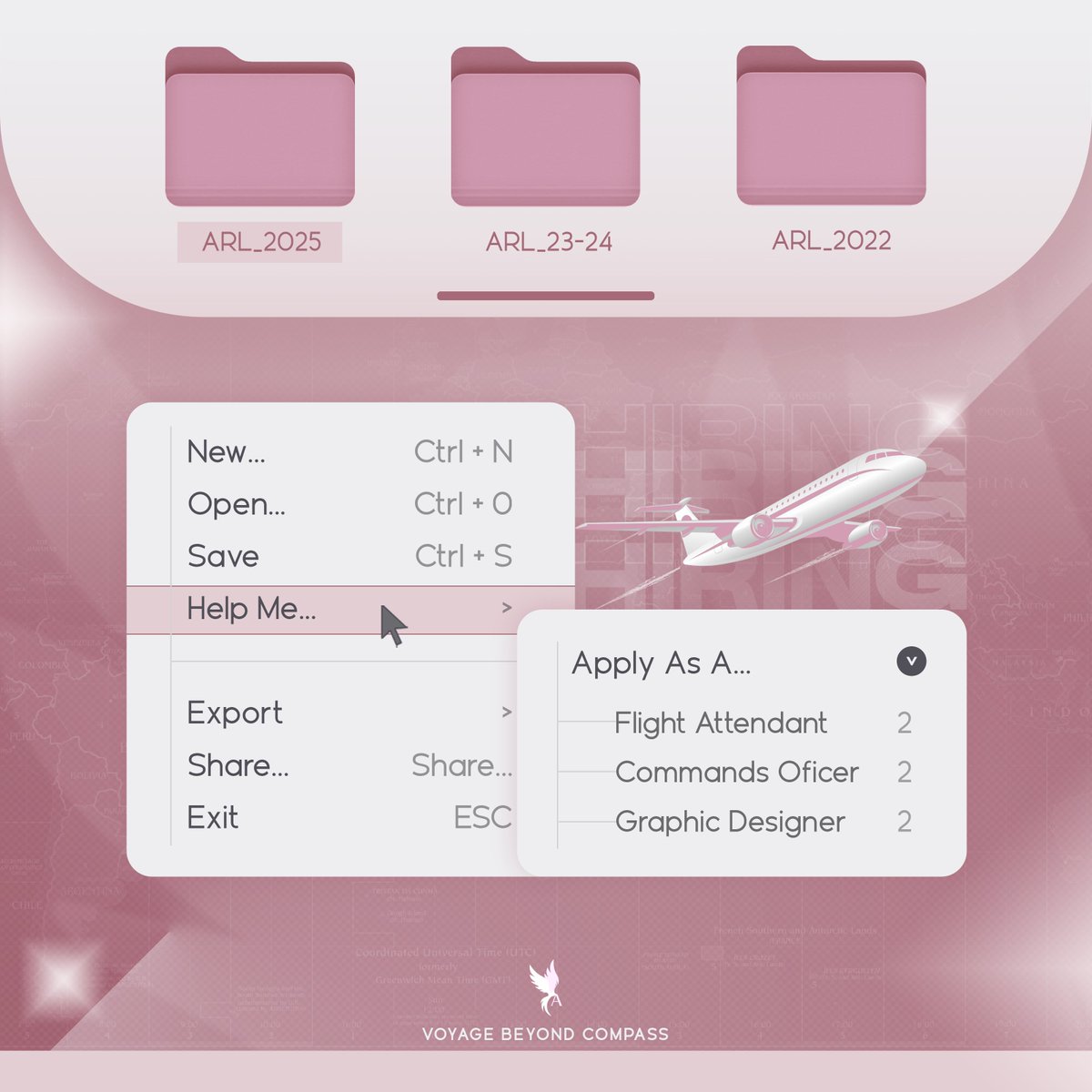 ALCOMMANDS's tweet image. ㅤ 

                                #⃝AIRLLENES
           Want to help us paint the sky pink?
           Check  out  our   vacancies  and  fly
           with us.  #VoyageBeyondCompass

ㅤㅤ