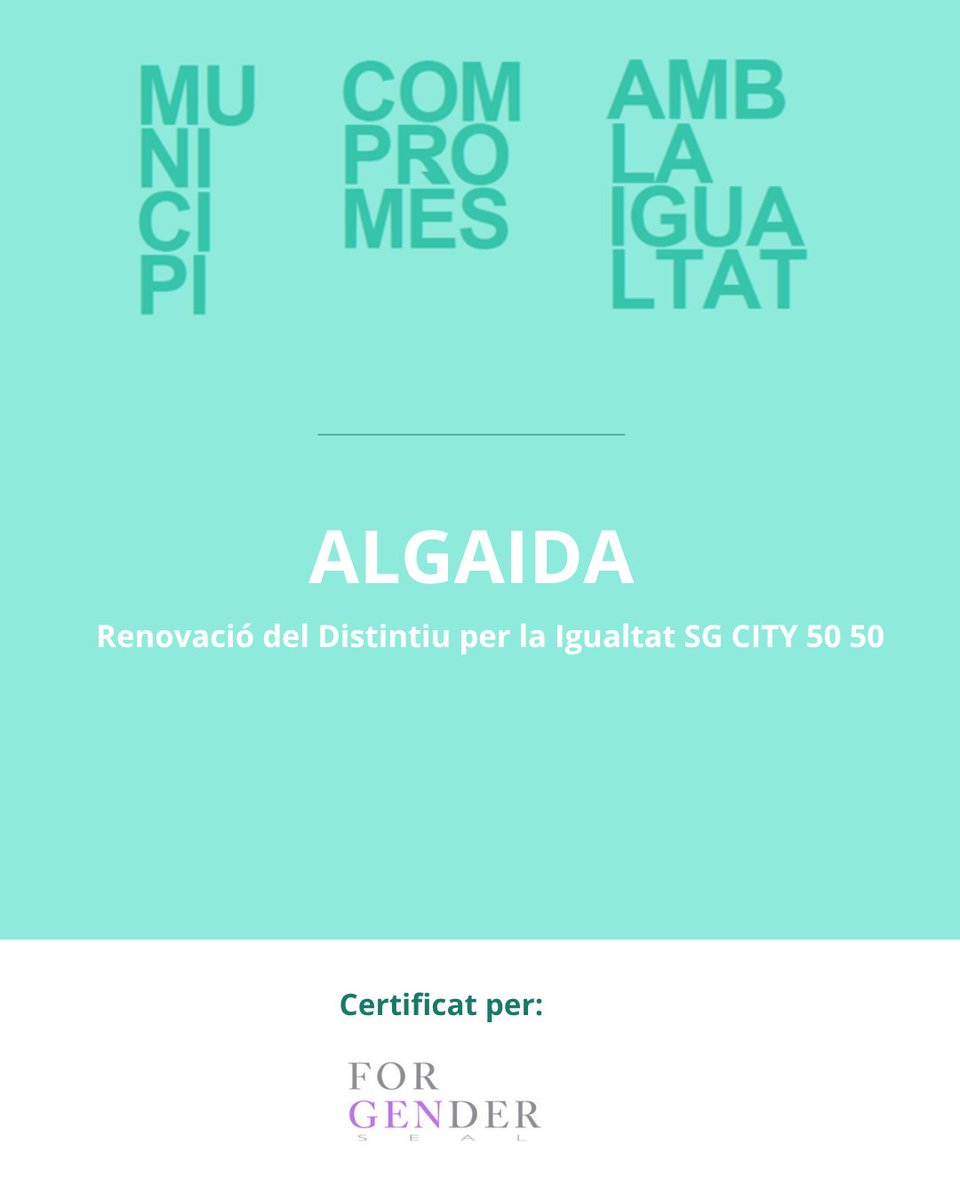 🟣🏛️<a href="/Aj_Algaida/">Ajuntament d'Algaida</a> #IllesBalersr, renova la Certificació #SGCITY5050, el seu compromís amb la #Igualtat en les #polítiqueslocals.
 🌍Suma't a la xarxa de municipis compromesos amb la Igualtat!
📩Contacta amb nosaltres. lnkd.in/gGBk3iJe
#governslocals #ajuntaments