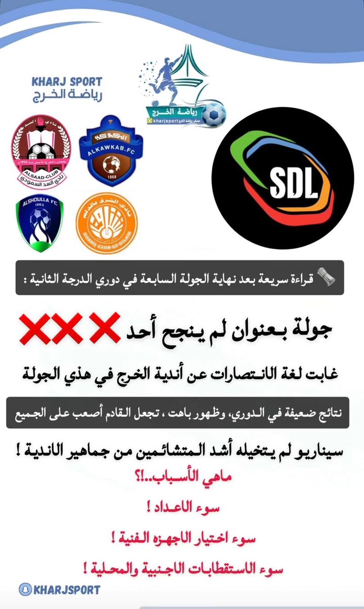 المربي الفاضل الشاعر  أ.ناصر بن محمد المسعود عميد الرياضيين في #أقليم_الخرج يبدو مهموماً بسبب النتائج السلبية لـ #أندية_الخرج 
ورغم ذلك لا يزال متفائلاً بأن توفق أندية #الخرج #الشعلة و #الشرق و #الكوكب و #السد وتنجح في تحقيق تطلعات جماهيرها بالصعود لدوري الدرجة الأولى #دوري_يلو