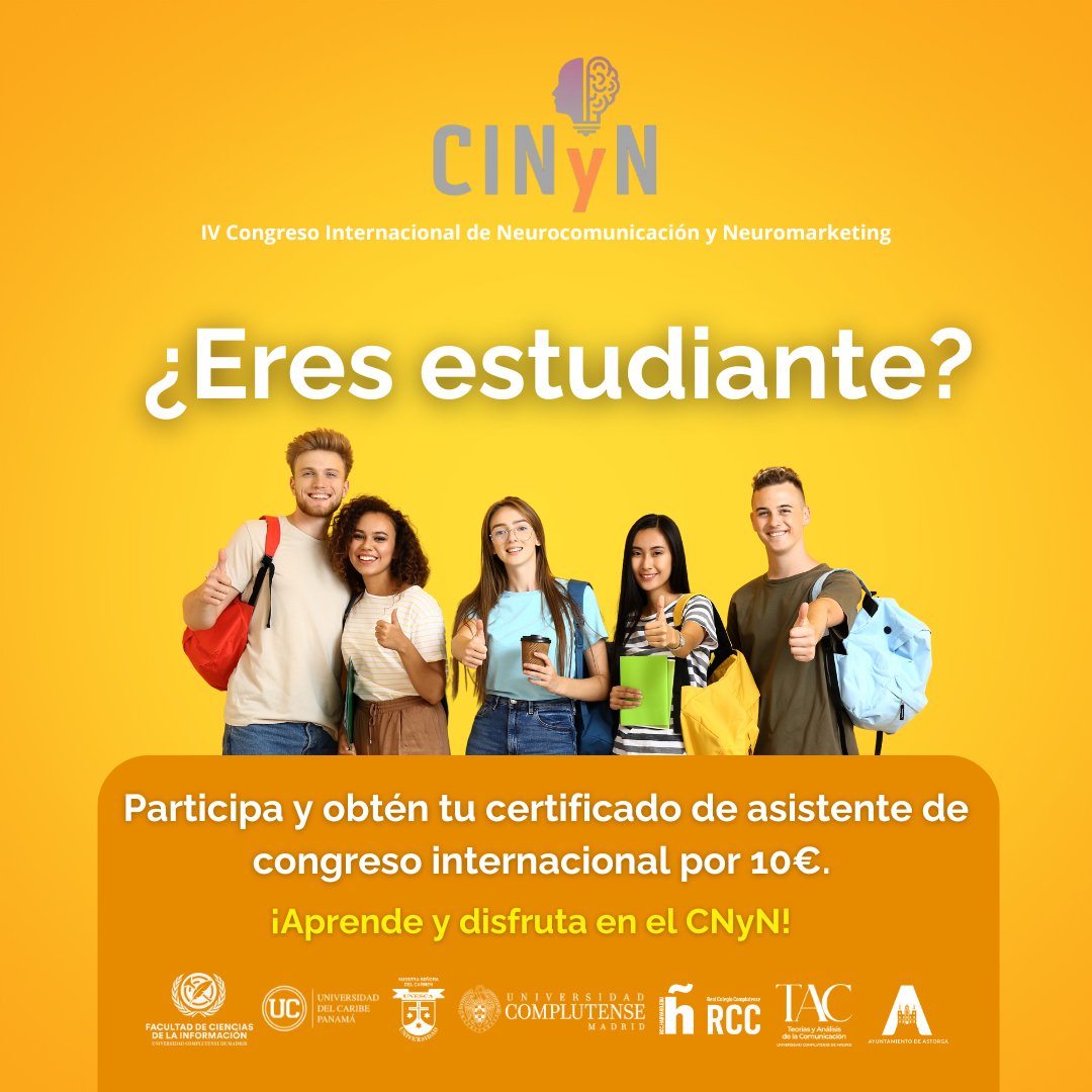 🎓💡 ¡Certifica 1 crédito ECTS con tu asistencia al CINyN!

🌍📽️ No dejes escapar esta oportunidad de enriquecer tu formación y potenciar tu trayectoria profesional.

#TAC #CINyN #publicidad #comunicacion #consumidor #emociones #conferencia #marketing