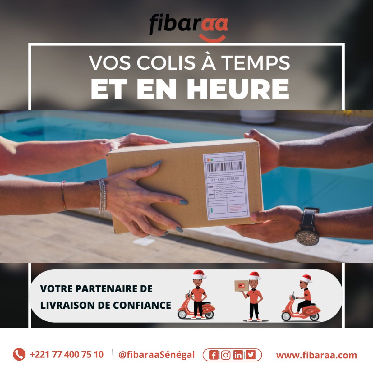 Avec <a href="/Fibaraa_Senegal/">Fibaraa senegal</a>, profitez d’une livraison toujours ponctuelle et d’un service client toujours disponible !

 Votre satisfaction, notre priorité. 📦

#LivraisonFiable #ToujoursÀLHeure #ServiceClientDisponible #FibaraaSenegal
