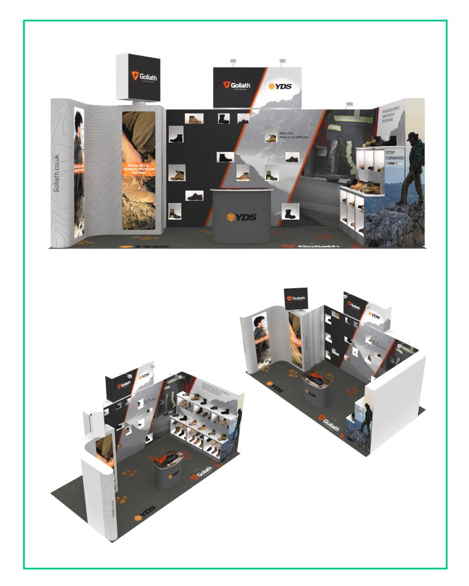 Quadrant2Design's tweet image. Functional 6m x 3m exhibition stand for Goliath Footwear. The stand features:

- ⬆️High Level Branding
- 🌀Backlit rotating header
- 🖥 Branded Counter
- 💡Backlit Graphics
- 💡Illuminated Showcases
- 📦Storage Space
- 🖼 Quadrant2Design Photo-floor

#footware #goliath #workshoes…