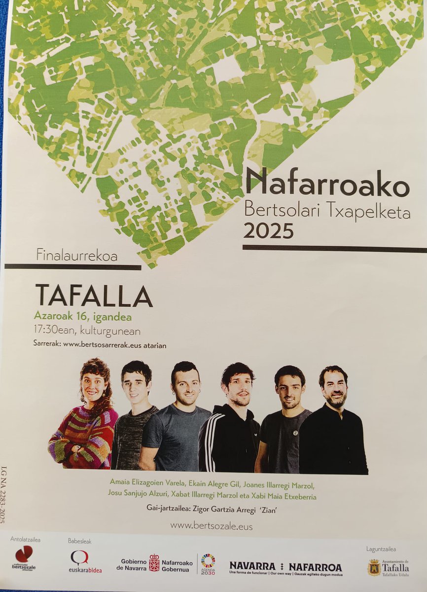 NAFARROAKO BERTSOLARI TXAPELKETA 

👉 Igande honetan finalaurrekoa Tafallan
👉 17:30 | Kulturgunean

🎟️Sarrerak: bertsosarrerak.eus/sarrerak/saioa…