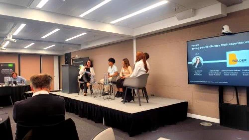 Four of our Yr 13 students took part in a live discussion panel at the @FinancialTimes HQ in London, exploring how young people navigate social media news and misinformation. 

We’re so proud of how they represented Bolder Academy! Image