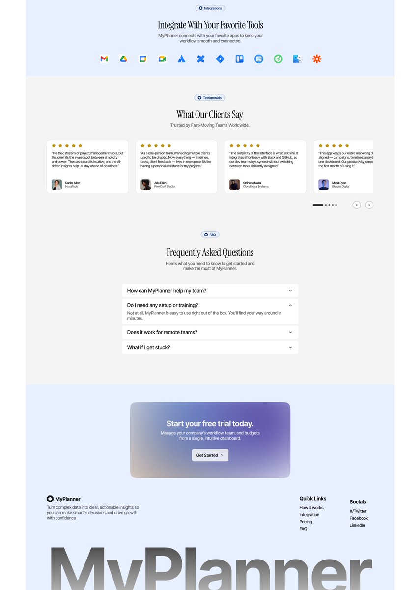 MothyDesigns's tweet photo. Landing page design for a Saas project management webapp— MyPlanner. https://t.co/vlvADfvLJc