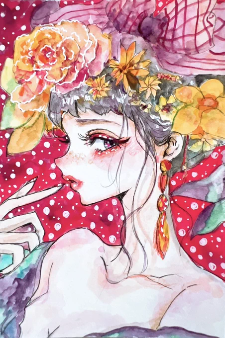 新作原画お迎え頂けると嬉しいです #イラスト #透明水彩 #アナログ絵 BOOTH →