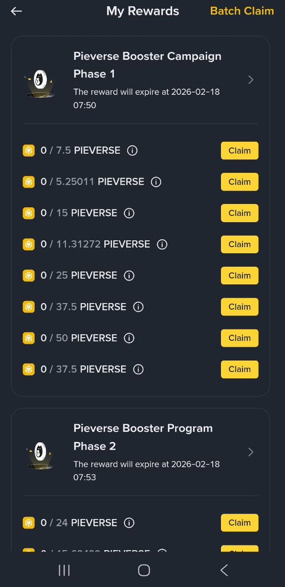 w3b3marshall's tweet image. Pieverse Booster Campaign Claim is live.

Phase 1-4 is available for claim
