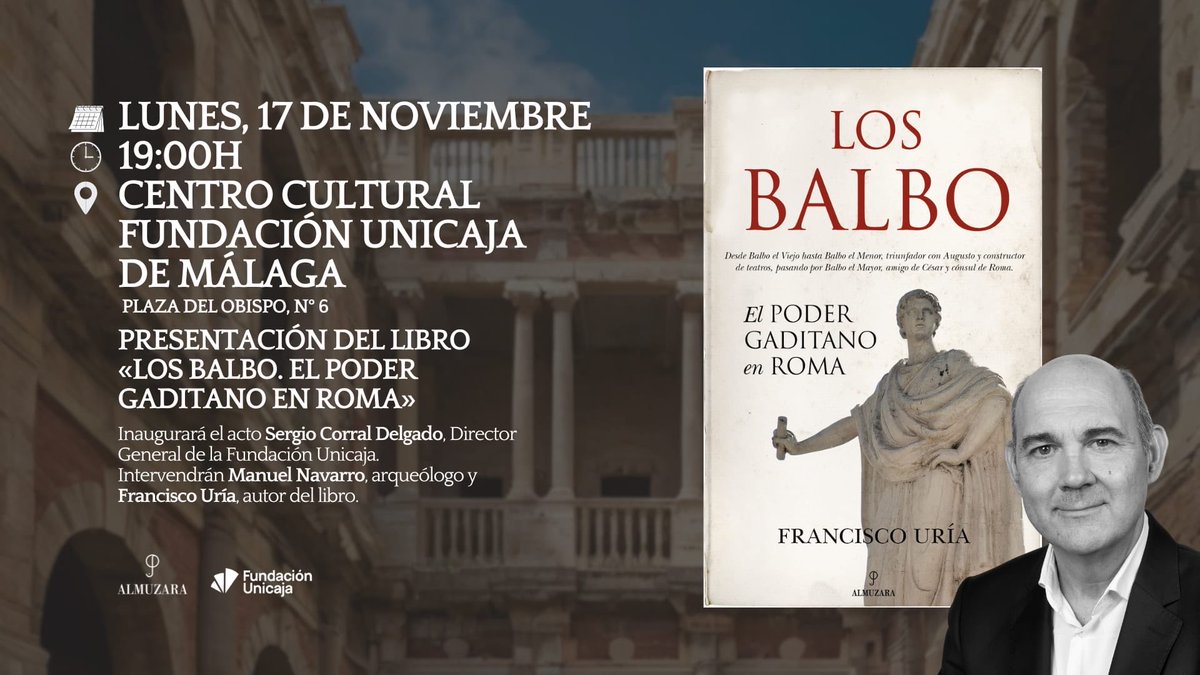El próximo lunes a las 19.00 tendré el honor de presentar el libro “Los Balbo” de <a href="/AlmuzaraLibros/">Almuzaralibros</a> en la <a href="/FundUnicaja/">Fundación Unicaja</a> en su sede de Málaga, acompañado por su director General Sergio Corral y por Manuel Alonso (gracias a los dos). Os esperamos!!!’