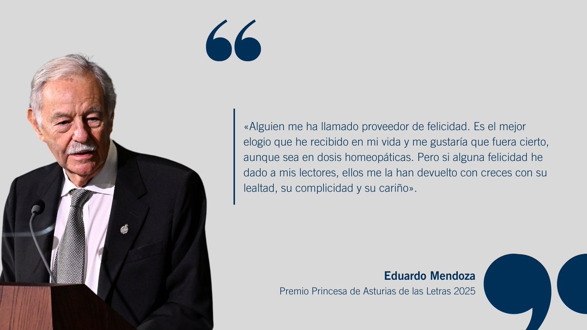 fpa's tweet image. Así se expresaba Eduardo Mendoza, Premio Princesa de Asturias de las Letras, durante su discurso en la ceremonia de entrega de este año. 

Puedes verlo completo a través del siguiente enlace: youtube.com/watch?v=Mi0zB7…

#PremiosPrincesadeAsturias