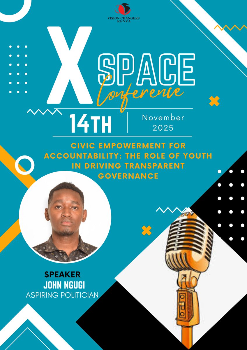 kafangi's tweet photo. 🚨| Space alert!

🎙 Time: 7:00 PM – 9:30 PM
📍 Location: X Space
🎯 Theme: Civic Empowerment for accountability 
Speaker: John Ngugi (Aspiring politician)

#TuwajibikeMtaani #CivicEmpowermentKE #Youth4Accountability https://t.co/LSDGpFOD09