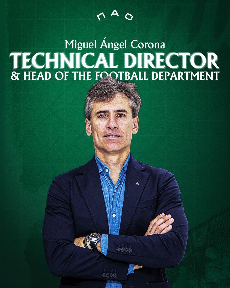 Welcome to the Green family.

Miguel Ángel Corona is appointed Technical Director and Head of our Football Department ☘️

#PAOFC #Panthinaikos