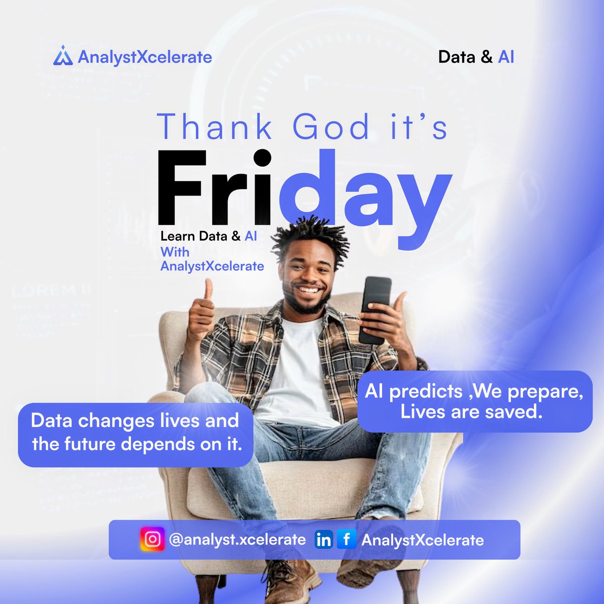 analystxcel's tweet image. Thank God it’s Friday! 🎉
The future is powered by Data &amp;amp; AI, and we’re helping you get ahead.
Data transforms. AI predicts. You prepare.
Follow @analyst_xcel for more.

#TGIF #DataAnalytics #AI #TechNigeria #FutureSkills