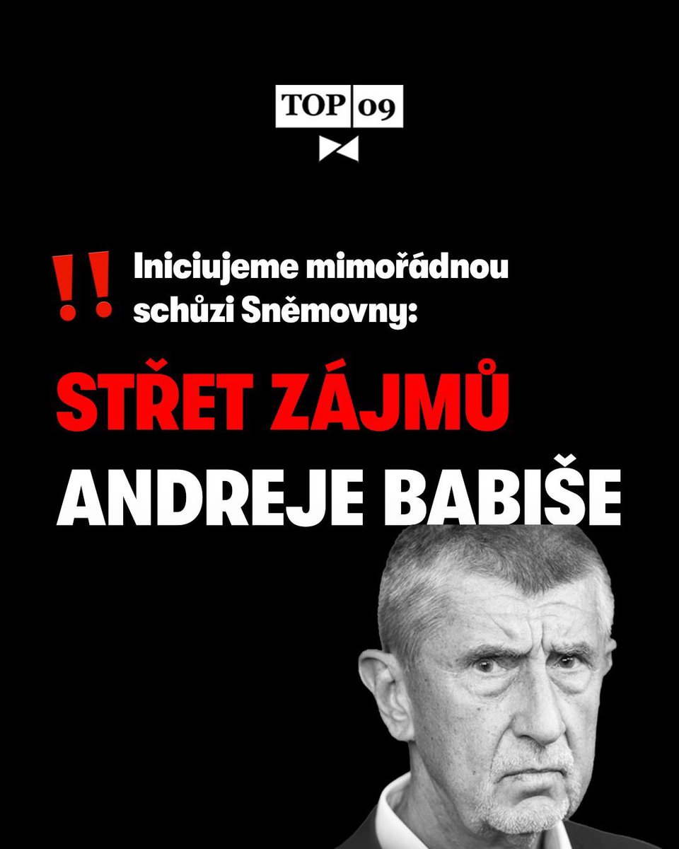 🚨 Téma schůze bude jen jedno: střet zájmů možného budoucího premiéra Andreje Babiše.

👉 Předseda ANO dostane šanci vysvětlit všem občanům, jak hodlá dodržet zákon o střetu zájmů. Tady totiž nejde jen o jeho reputační problém - hrozí zastavení financí z evropských fondů!