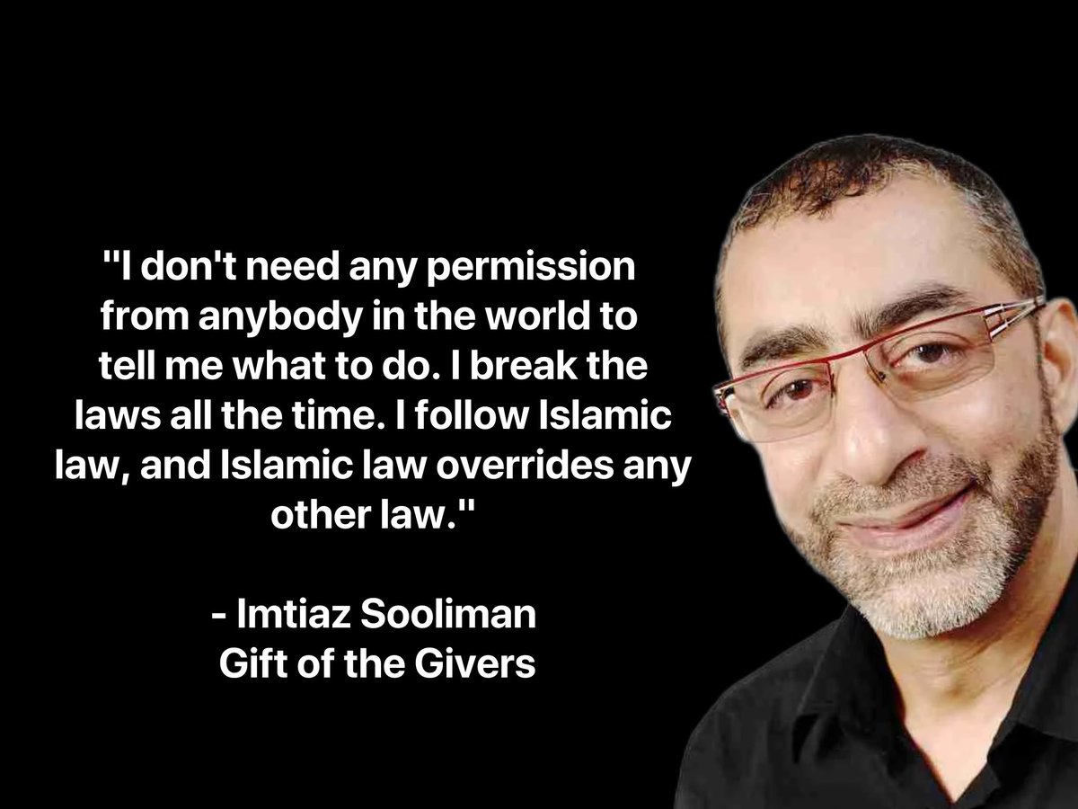 When someone tells you who they are, believe them! Imtiaz Sooliman of <a href="/GiftoftheGivers/">Gift of the Givers</a> thinks he is above the law in South Africa, and <a href="/GovernmentZA/">South African Government</a> allows it!