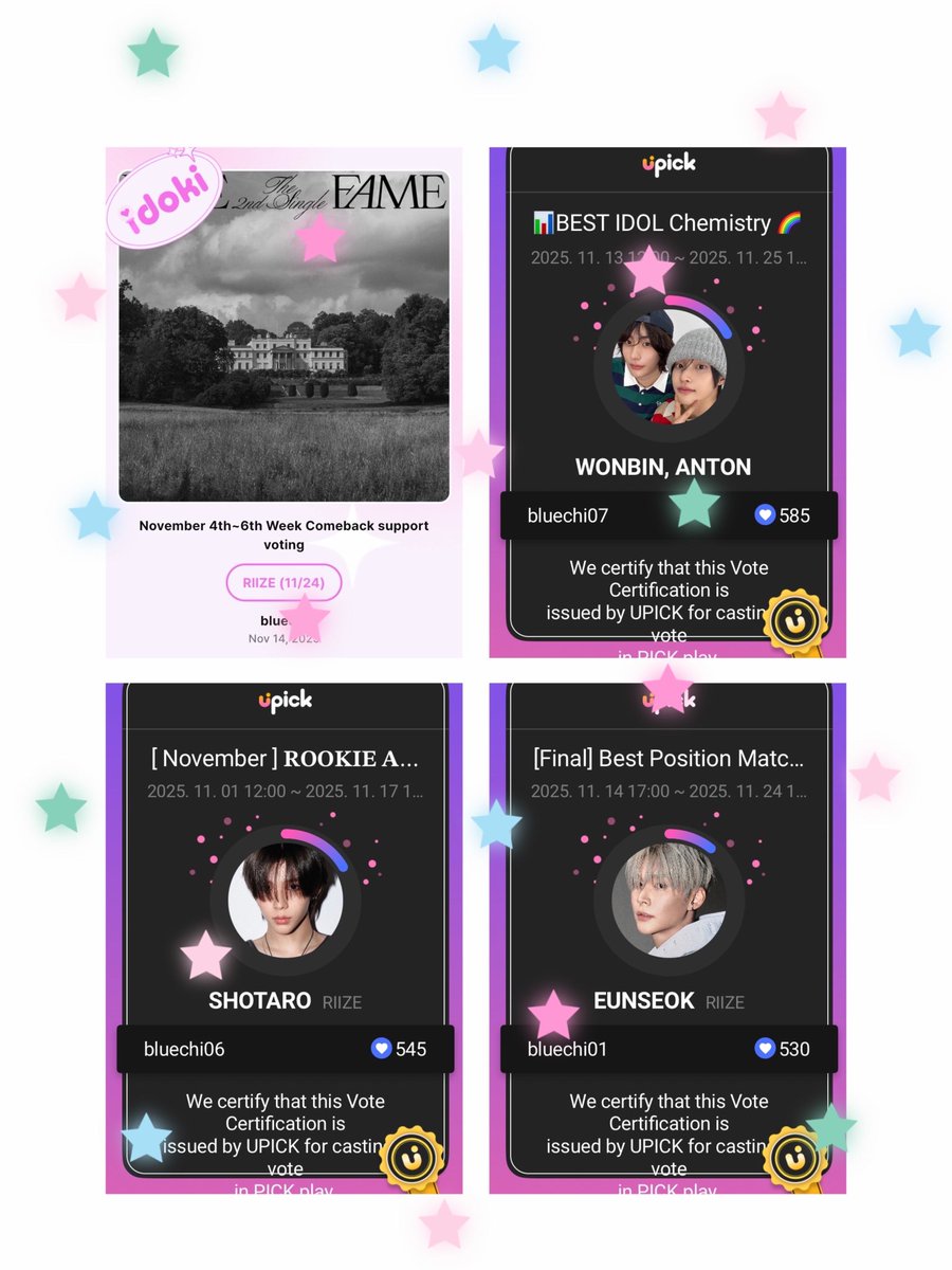 🗳️ รวมลิ้งค์โหวตน้องข้าวคับ ลุยย !

(idoki)
คัมแบคน้องข้าว : idoki.chottu.link/fmyxOt

(upick)
อึนซอก : s.u-pick.io/dl/pV926oEJF2X…
แอนตันวอนบิน : s.u-pick.io/dl/uj9KYJidCgd…
พี่โช : s.u-pick.io/dl/39pA6sKro2Z…

#พี่สาวโหวตน้องข้าว