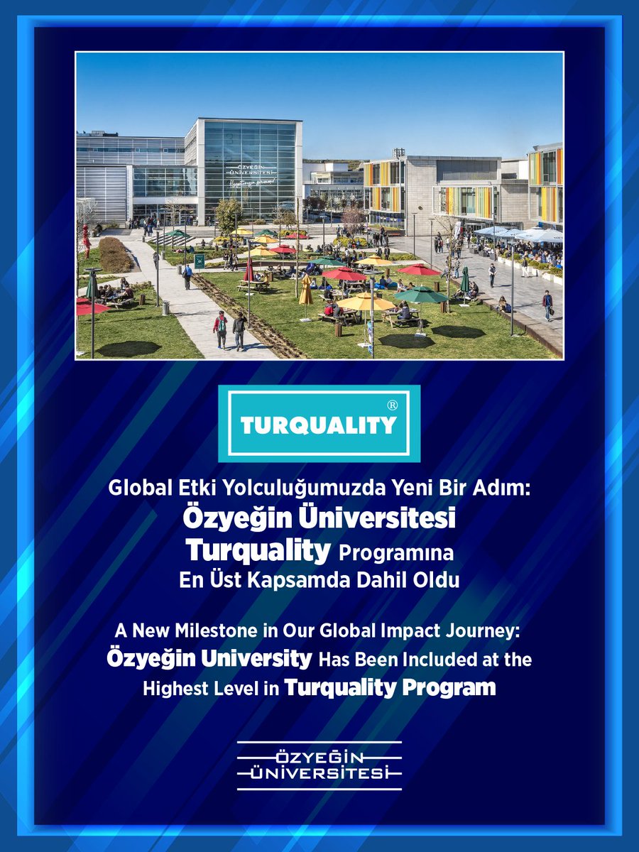 Global Etki Yolculuğumuzda Yeni Bir Adım: Özyeğin Üniversitesi Turquality Programı’nda En Üst Kapsamda Dahil Oldu
 
Özyeğin Üniversitesi, Türkiye’nin marka gelişimini ve küresel rekabet gücünü artırma hedefiyle, T.C. Ticaret Bakanlığı'nın dünyanın ilk ve tek devlet destekli