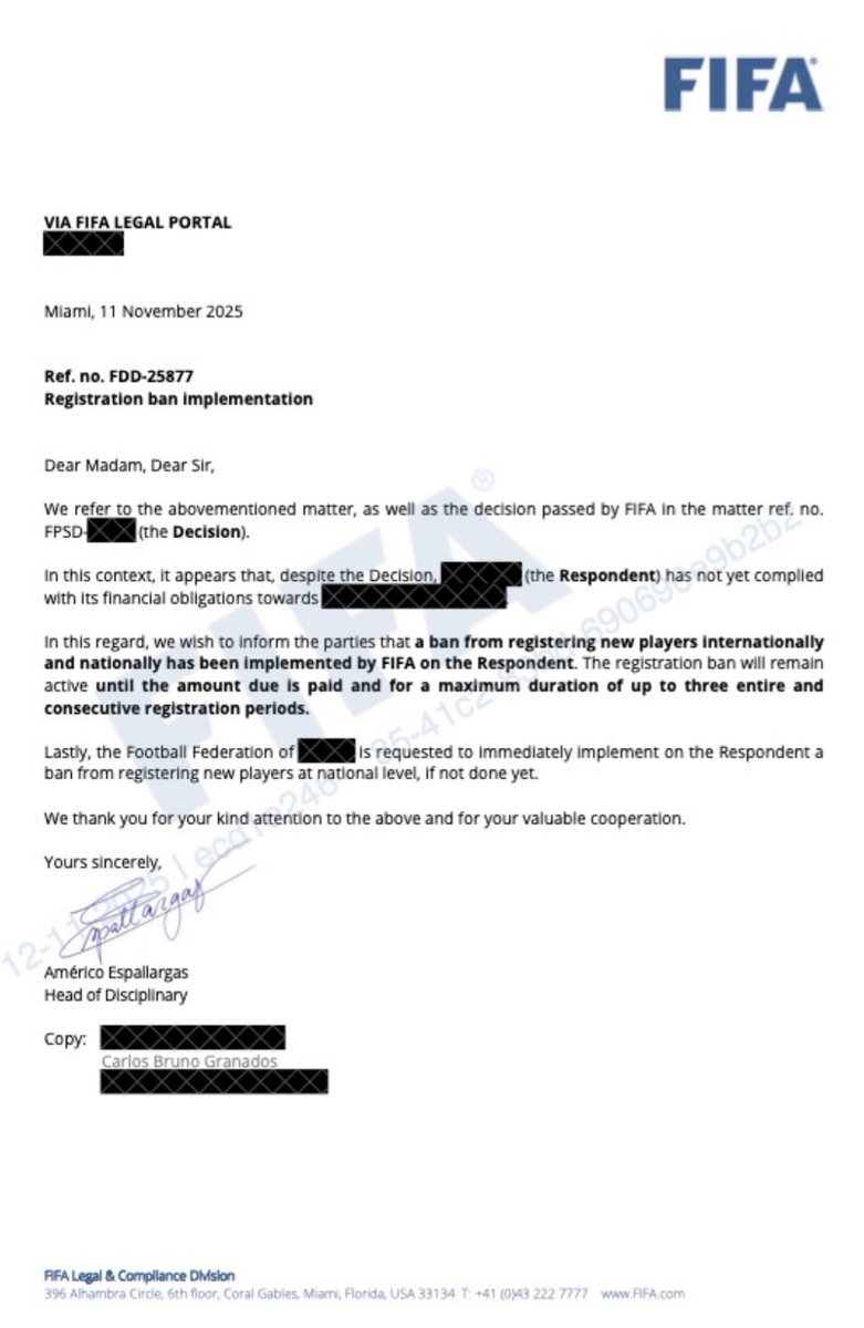 📣Nuevo artículo de interés en nuestro blog. Si quieres saber cuales son las consecuencias de la omisión del pago de cantidades debidas a jugadores visita nuestra web 🧐

cbgfootballservices.com

#sportslaw #fifaagent