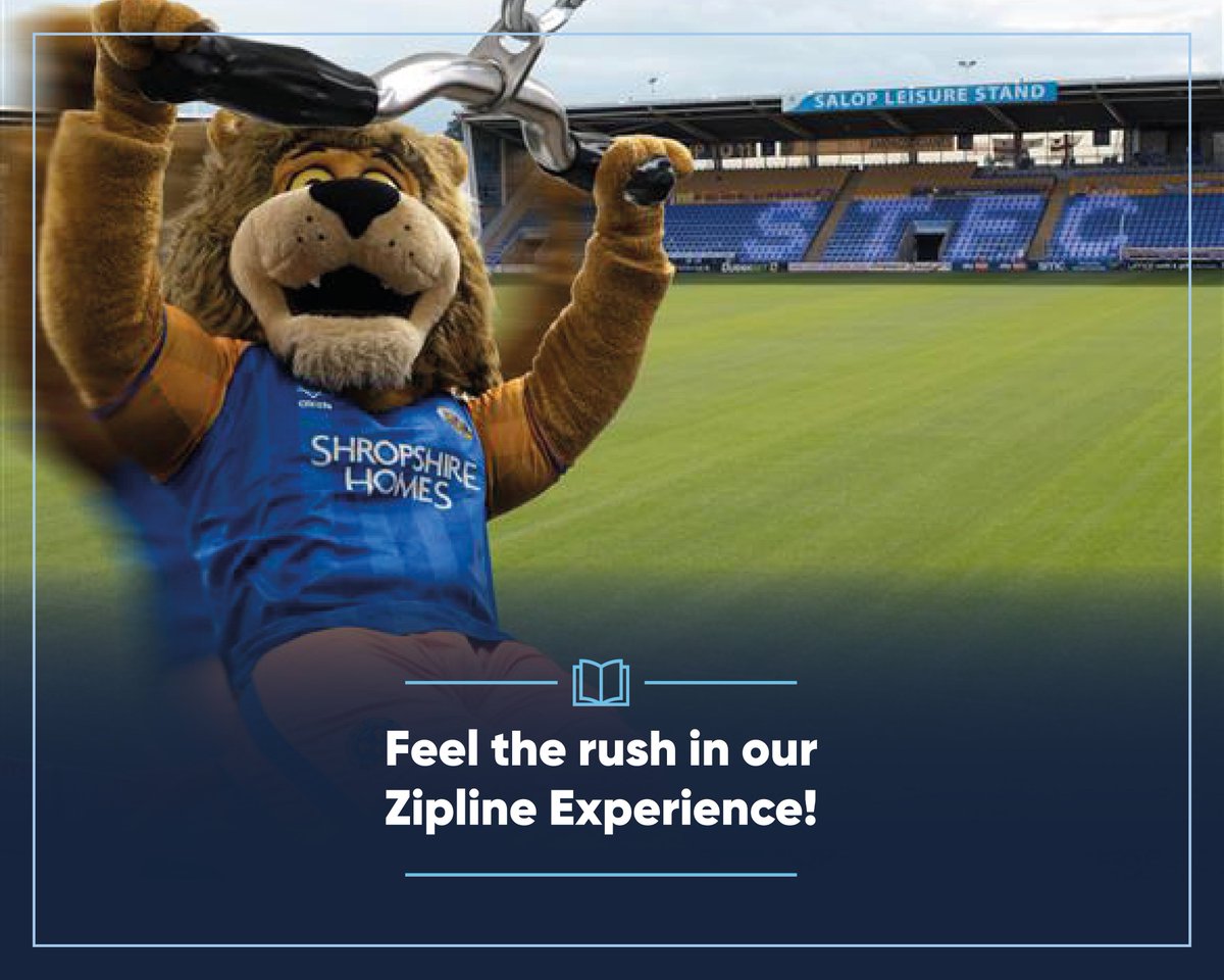 📆 | Calling all thrill seekers! Take on the challenge of zip wiring the full width of the Croud Meadow in this adrenaline filled experience!

Take part in this once in a lifetime experience, all while supporting the Shrewsbury Town Foundation. You don't want to miss this!

🎟️