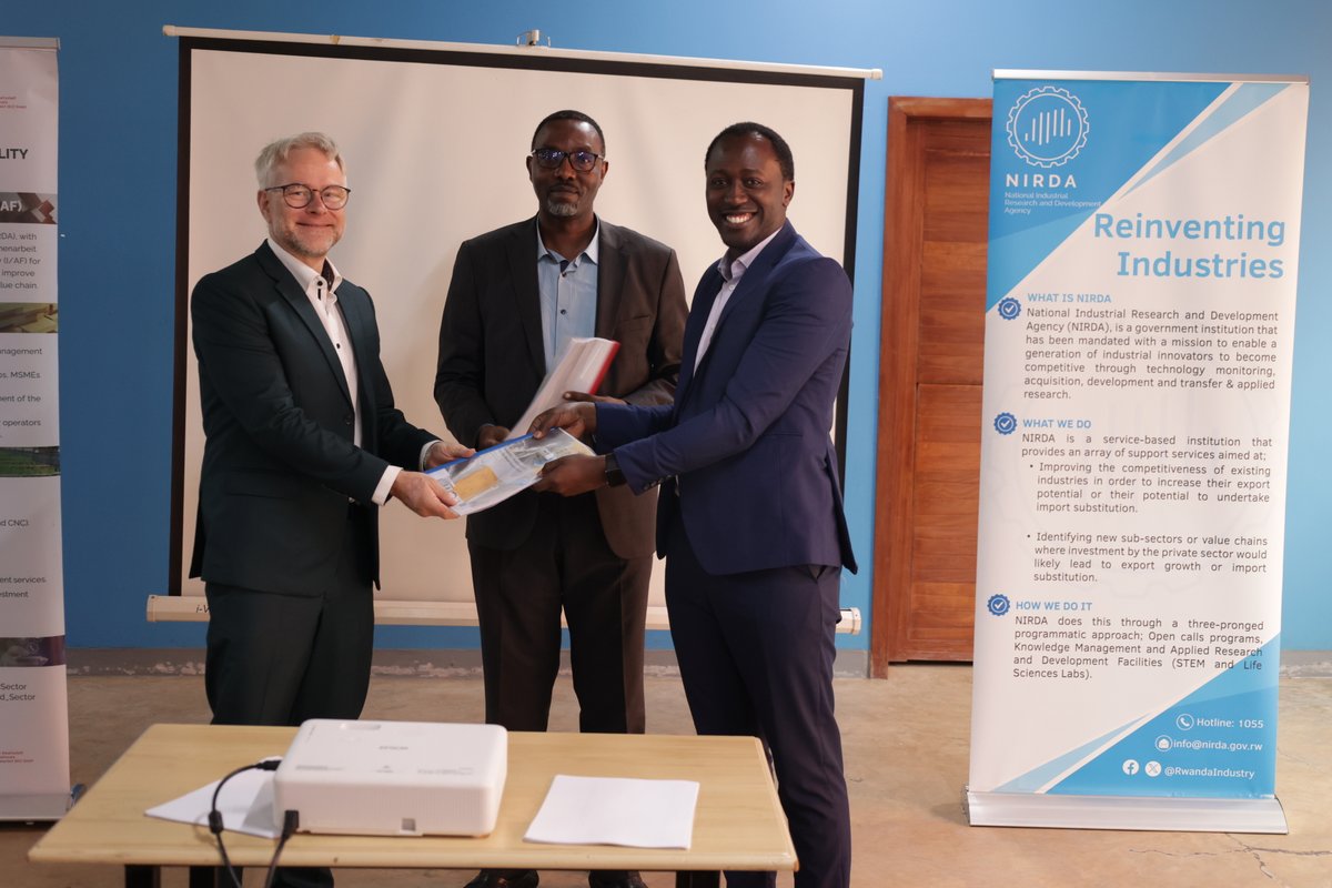 RwandaIndustry's tweet photo. Today marks a proud milestone in Rwanda’s wood sector transformation. The NIRDA Incubator/Accelerator Facility (IAF) – led by ICON Institute Consultants – officially hands over its mission to NIRDA.@RwandaTrade @PSF_Rwanda @IAFRwanda@WoodRwanda. https://t.co/UfS2XZWdZP