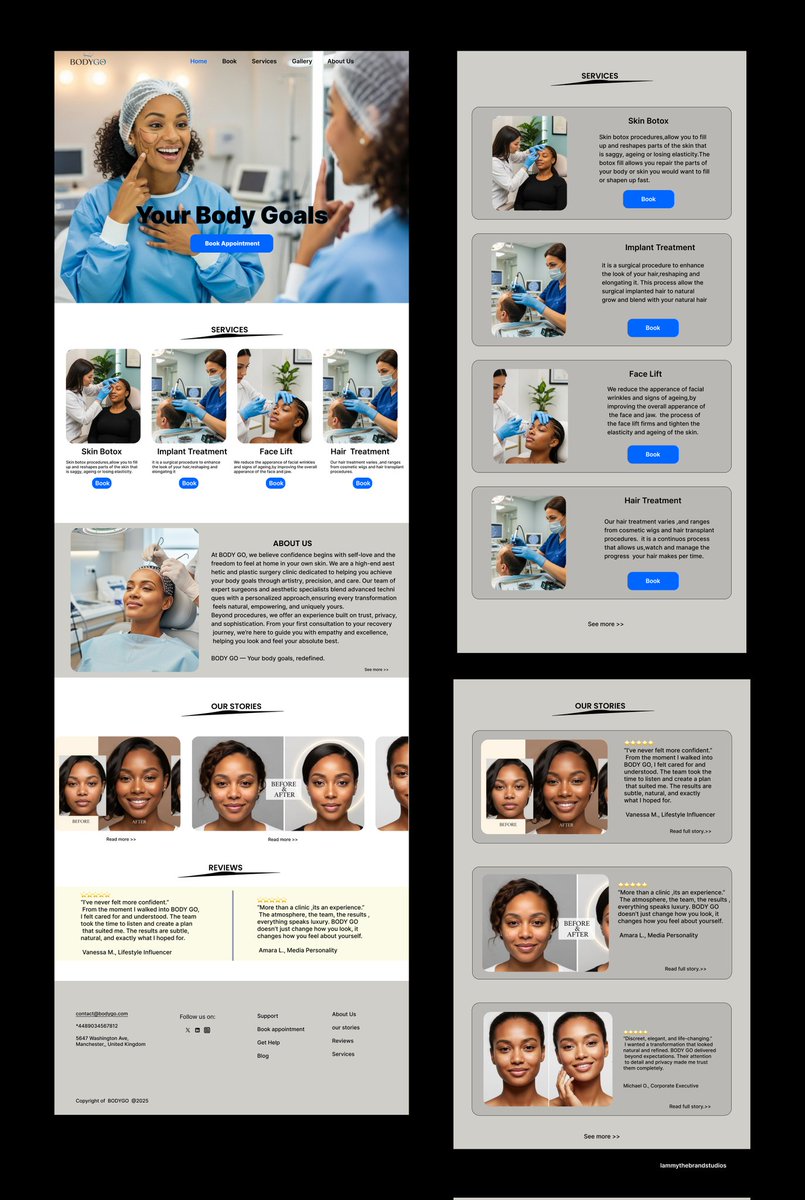 Lammythebrand's tweet image. This week, I designed a Landing page for BODYGO ,an aesthetic and plastic   surgery brand. Kept it simple and straight to the point💕
.
What are your thoughts?
#UIUXDesign #webdesignservices #webdesigners