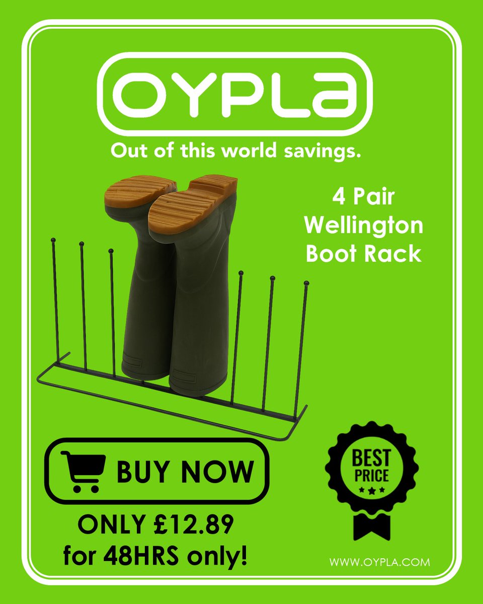 oypla's tweet image. Keep your hallway mud-free and your wellies ready for the next adventure 🌦️👢
Check out the 4-pair boot rack for the tidy-up hero every home needs!
Price: £12.89 for just 48HRS!
👉 Purchase here: oypla.com/garden/tools-e…
#bootrack #wellies