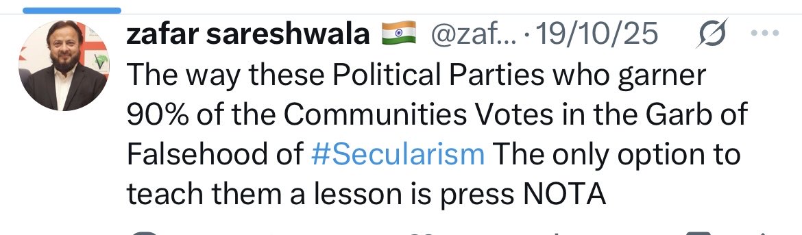 zafarsareshwala's tweet photo. I had said this about So Called #SecularParties who have no clue of happenings on ground treating their Constituency as #VoteBank & 2take them for Granted!
@asadowaisi Sahab’s @aimim_national has done Brilliant! They need 2learn lesson or 2 from #AsaduddinOwaisi https://t.co/LhWojF5Dpf