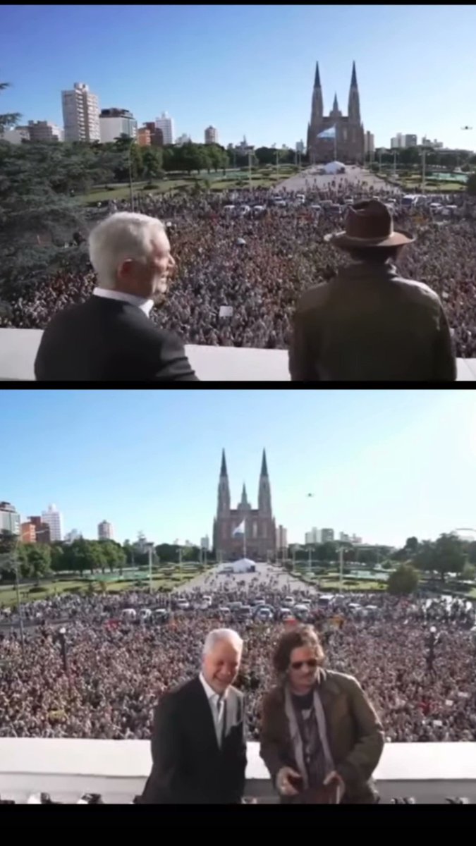 From his visit these days to #LaPlata,
#Argentina I'll take this one this is moment was exciting to hear as an entire square cheered him saying #JohnnyDepp, thus proving that he continues to be an icon and love and respect for this man
Thank you all every ❤️