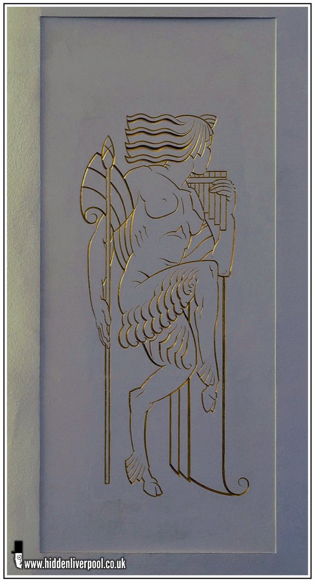 One of the distinctive Art Deco wall carvings found in the auditorium of <a href="/liverpoolphil/">Royal Liverpool Philharmonic</a> that was created by Edmund C. Thompson. 

Thompson's work is also evident in other Herbert Rowse designed  buildings around the city, such as Martin's Bank and the George's Dock Building.