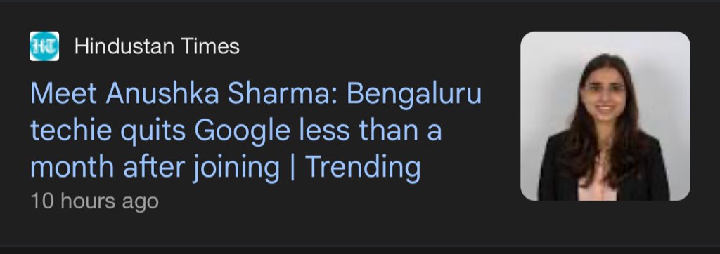 Anushka257's tweet image. What just happened😭😭😭😭

Is my less-than-a-month Google stint really that big of a deal?

hehe this is so random yet crazyy