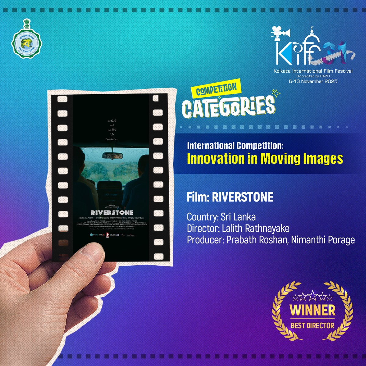 A precise, assured directorial hand earns Lalith Rathnayake the Best Director award for Riverstone, supported by producers Prabath Roshan and Nimanthi Porage. A standout achievement from Sri Lanka.

#KIFF2025 #31KIFF #KIFF #KolkataInternationalFilmFestival #FilmFestival #Bengal
