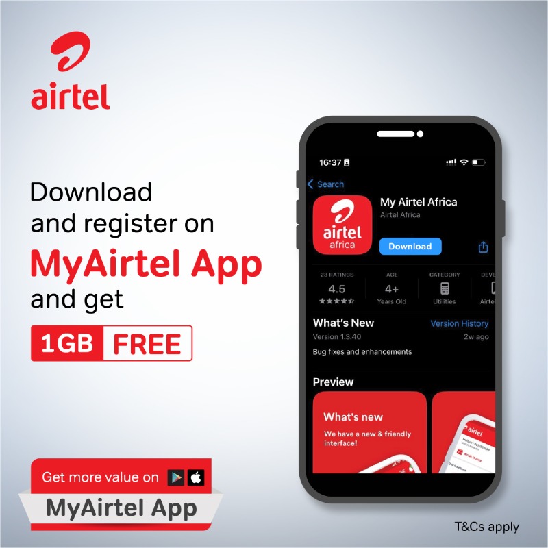 AIRTEL_KE's tweet photo. Get 1GB Free Data Instantly, ukiregister on My Airtel App! Download My Airtel App na enjoy fast, easy bill payments kila time.